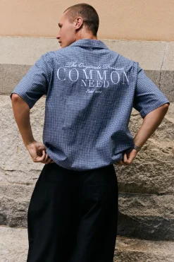 Flintmore Boxy Cropped Resort Shirt Blue Check