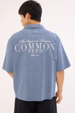 Flintmore Boxy Cropped Resort Shirt Blue Check