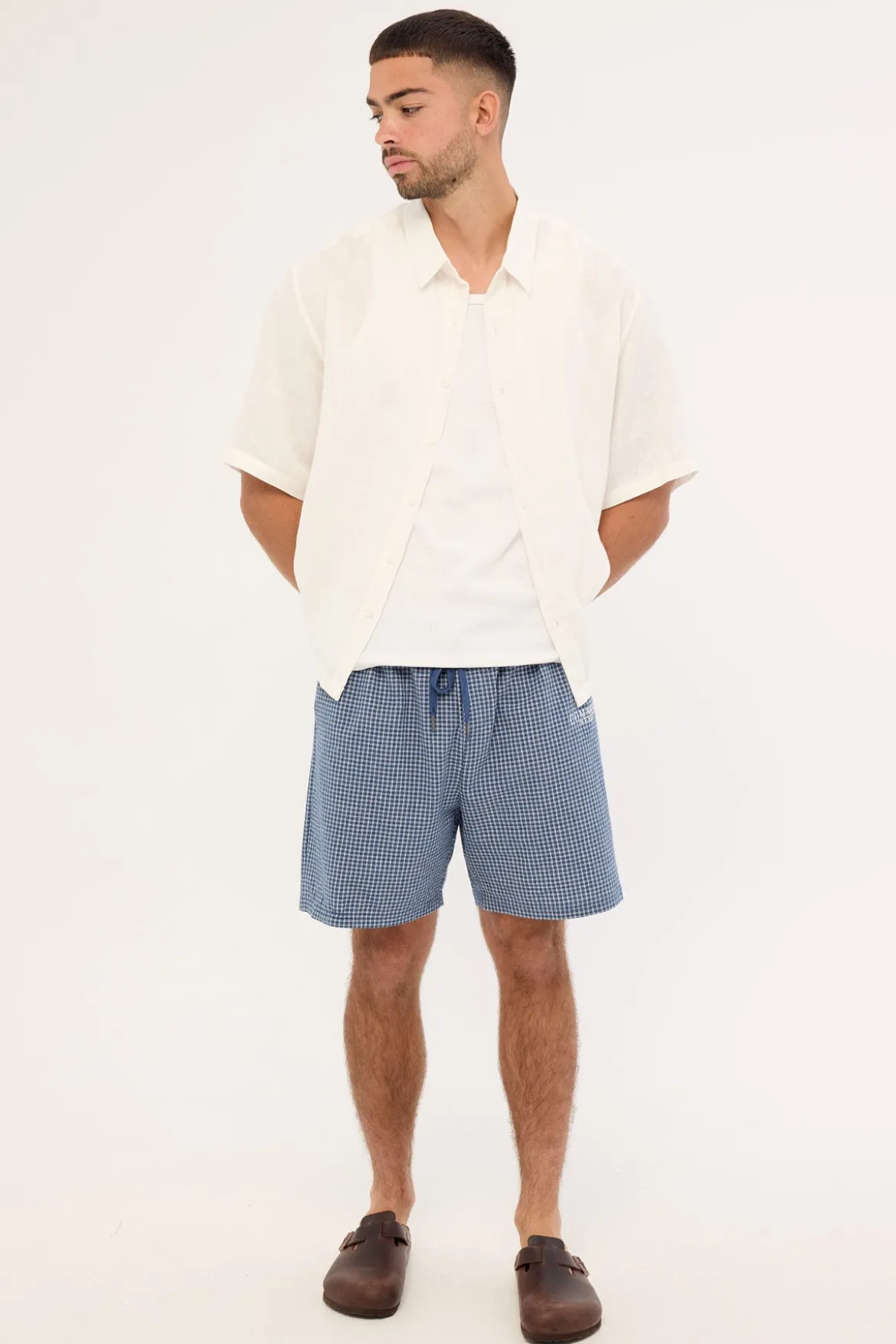 Flintmore Elastic Waist Short Blue Check