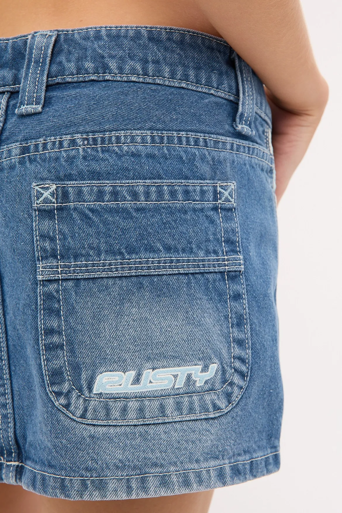 Flip Mommy Low Rise Denim Mini Skirt Blasted Midi Blue/Blue