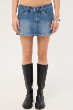 Flip Mommy Low Rise Denim Mini Skirt Blasted Midi Blue/Blue