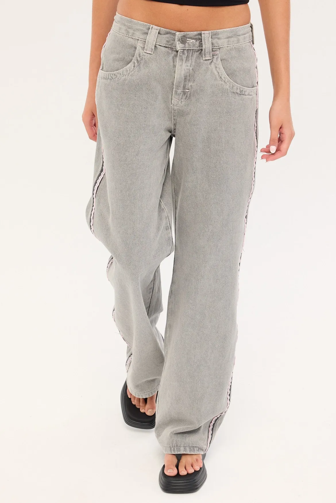Flip Mommy Low Rise Wide Leg Jean London Summer/Baby Pink Denim