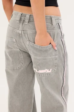 Flip Mommy Low Rise Wide Leg Jean London Summer/Baby Pink Denim