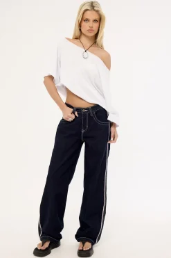 Flip Mommy Low Rise Wide Leg Jean Raw Dawg/pink