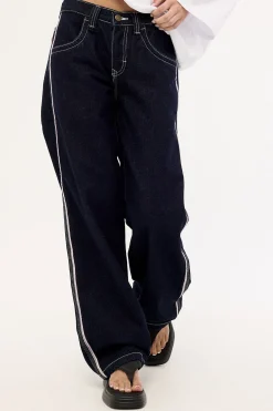 Flip Mommy Low Rise Wide Leg Jean Raw Dawg/pink
