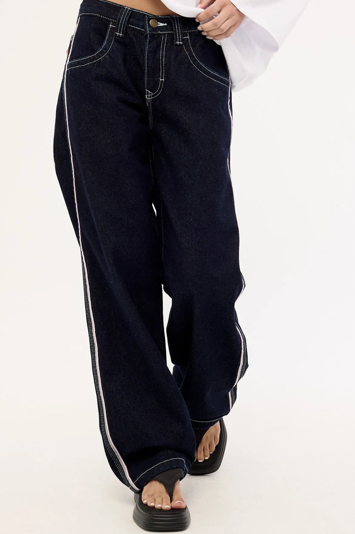 Flip Mommy Low Rise Wide Leg Jean Raw Dawg/pink