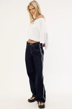 Flip Mommy Low Rise Wide Leg Jean Raw Dawg/pink