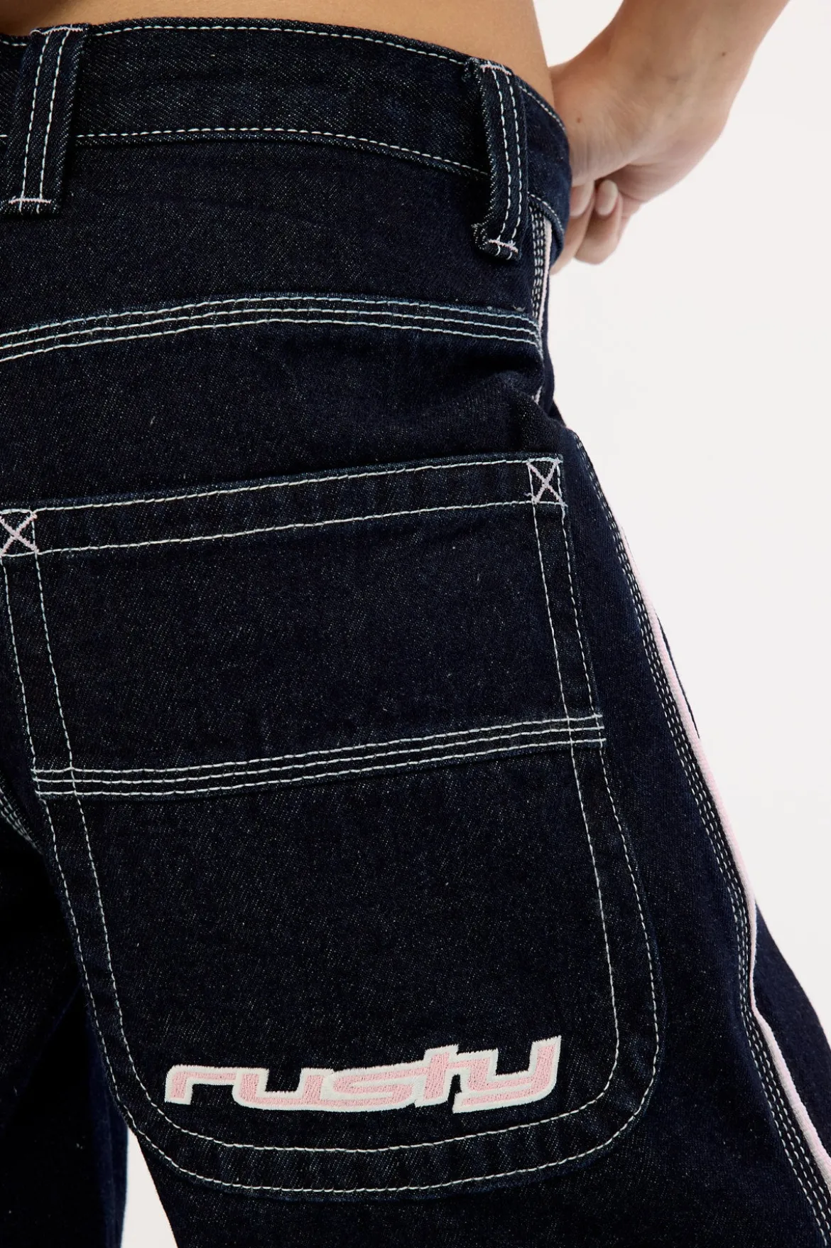 Flip Mommy Low Rise Wide Leg Jean Raw Dawg/pink