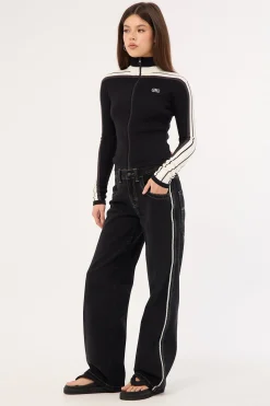 Flip Mommy Low Rise Wide Leg Jean Black Out