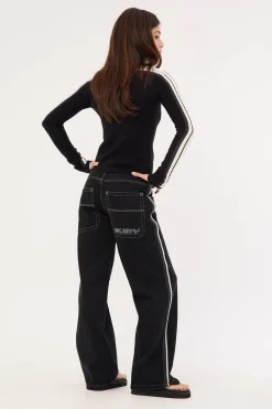 Flip Mommy Low Rise Wide Leg Jean Black Out