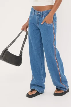 Flip Mommy Low Rise Wide Leg Denim Jean Middy Blue/Orange