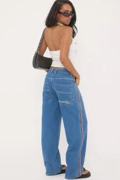 Flip Mommy Low Rise Wide Leg Denim Jean Middy Blue/Orange