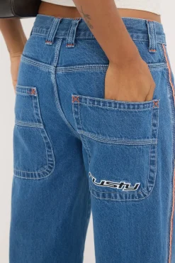Flip Mommy Low Rise Wide Leg Denim Jean Middy Blue/Orange