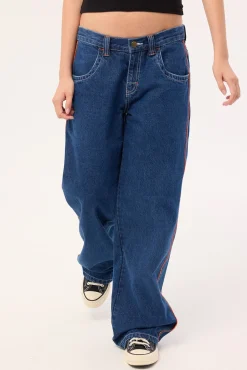 Flip Mommy Low Rise Wide Leg Denim Jean Deep Sea Blue
