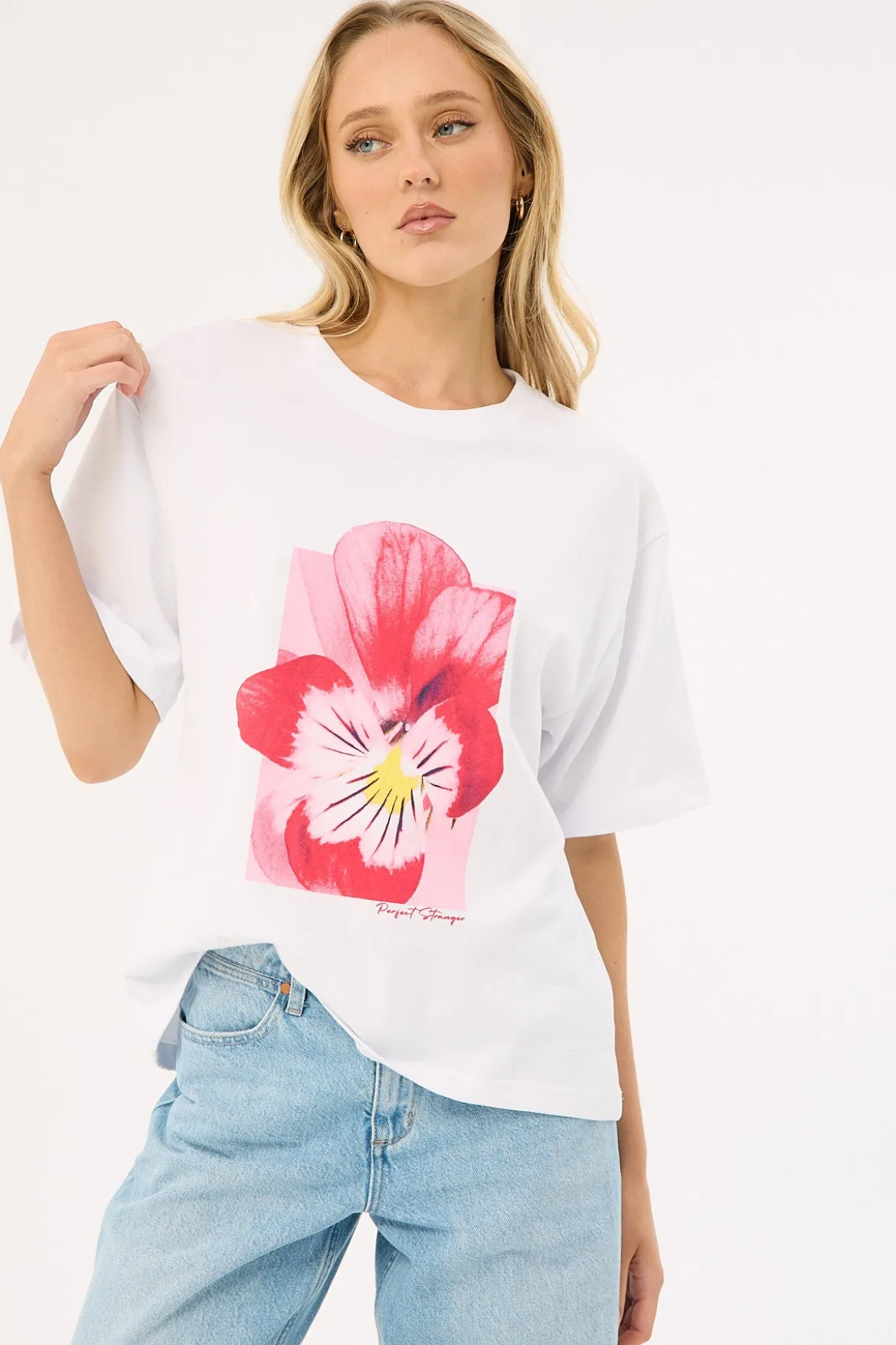 Flora Oversized Graphic Tee White