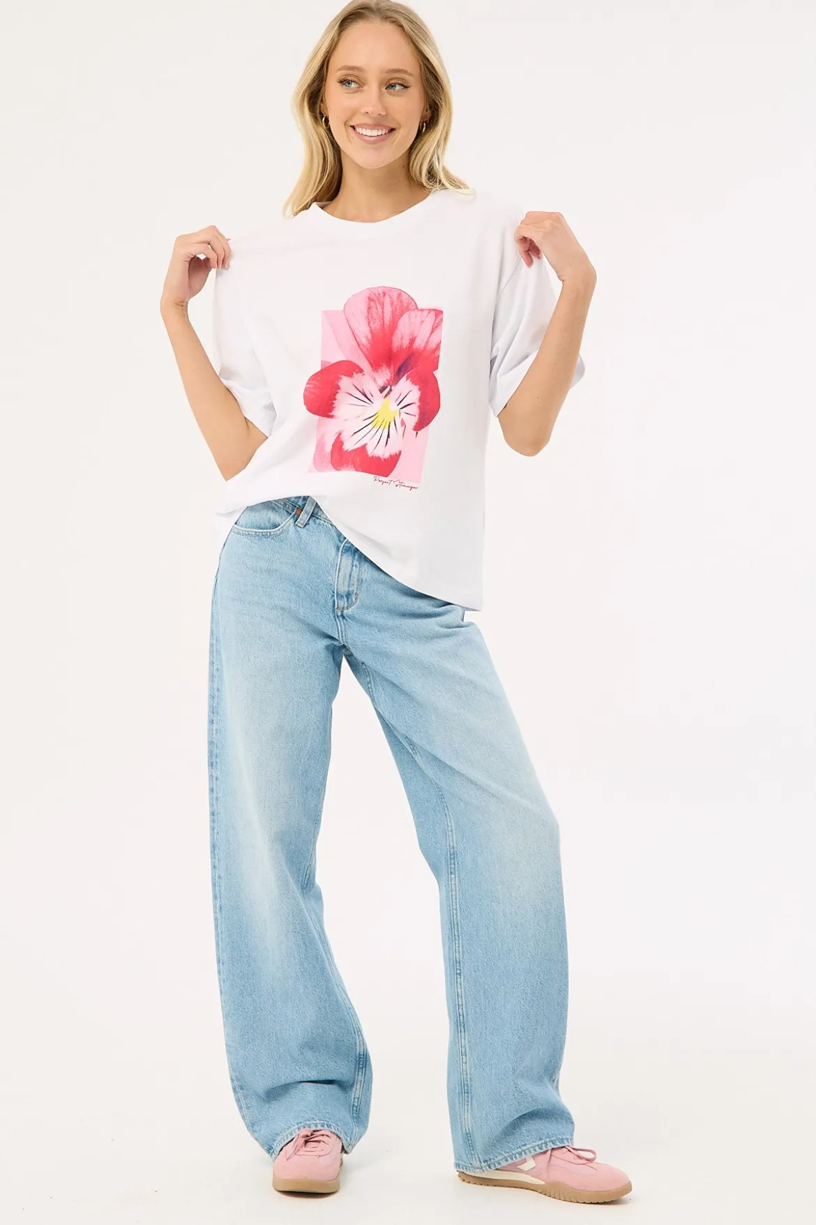 Flora Oversized Graphic Tee White