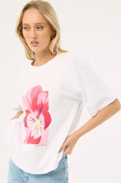 Flora Oversized Graphic Tee White
