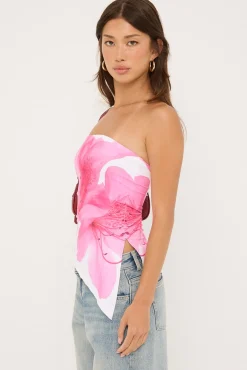Flora Strapless Asymmetrical Top Floral Print