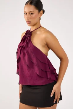Flossie Halter Top Plum
