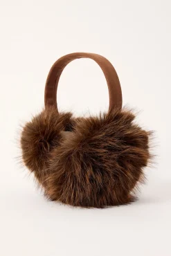 Fluffy Faux Fur Ear Muffs Brown