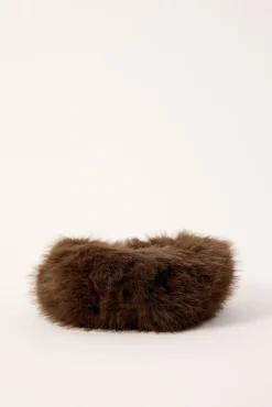 Fluffy Faux Fur Headband Brown
