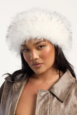 Fluffy Faux Fur Headband White