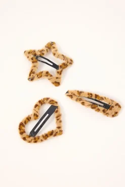 Fluffy Hair Clip Pack Animal Print