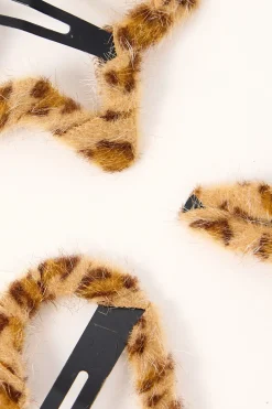 Fluffy Hair Clip Pack Animal Print