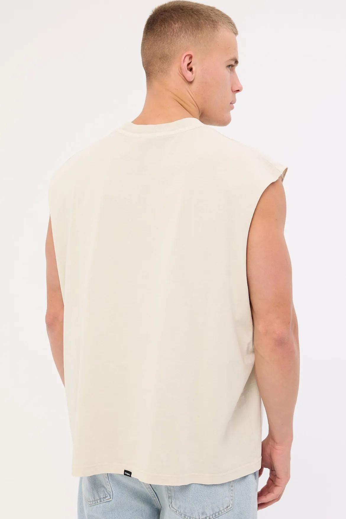 Fortune Favors Box Fit Oversize Cropped Muscle Tee Bisque
