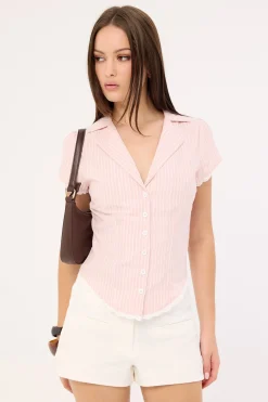 Frankie Cap Sleeve Blouse Pink