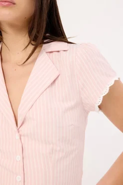 Frankie Cap Sleeve Blouse Pink