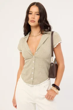 Frankie Cap Sleeve Blouse Olive