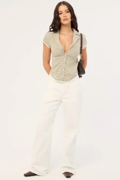 Frankie Cap Sleeve Blouse Olive