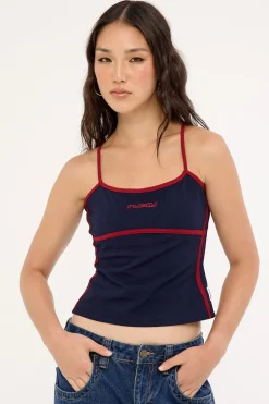 Freo King Fitted Top Navy Blue/Red