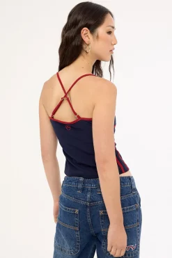 Freo King Fitted Top Navy Blue/Red