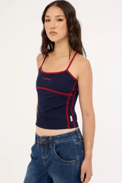 Freo King Fitted Top Navy Blue/Red