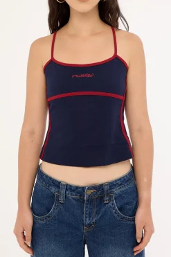 Freo King Fitted Top Navy Blue/Red