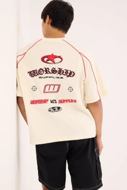 Frequency Panel Oversize Cropped Raglan Tee Zine