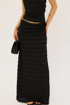 Frilly Astra Maxi Skirt Black