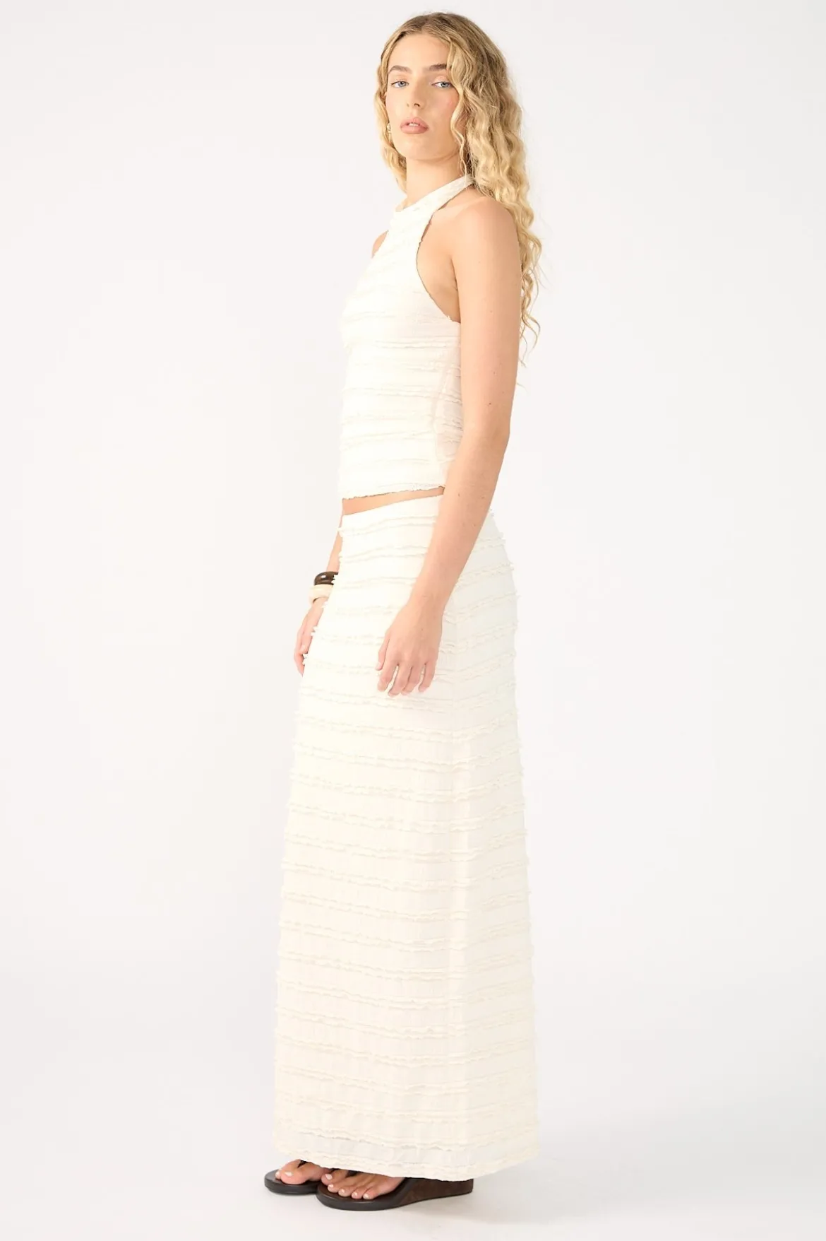 Frilly Astra Maxi Skirt Cream