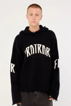FRNTRNR Knit Hoodie Black