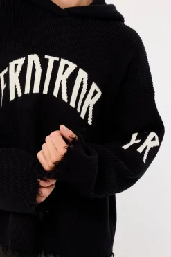 FRNTRNR Knit Hoodie Black