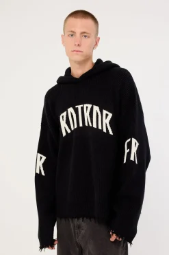 FRNTRNR Knit Hoodie Black