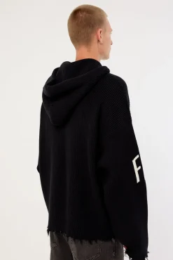 FRNTRNR Knit Hoodie Black