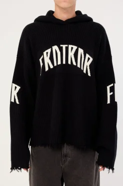FRNTRNR Knit Hoodie Black