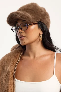 Frosbite Faux Fur Cap Brown