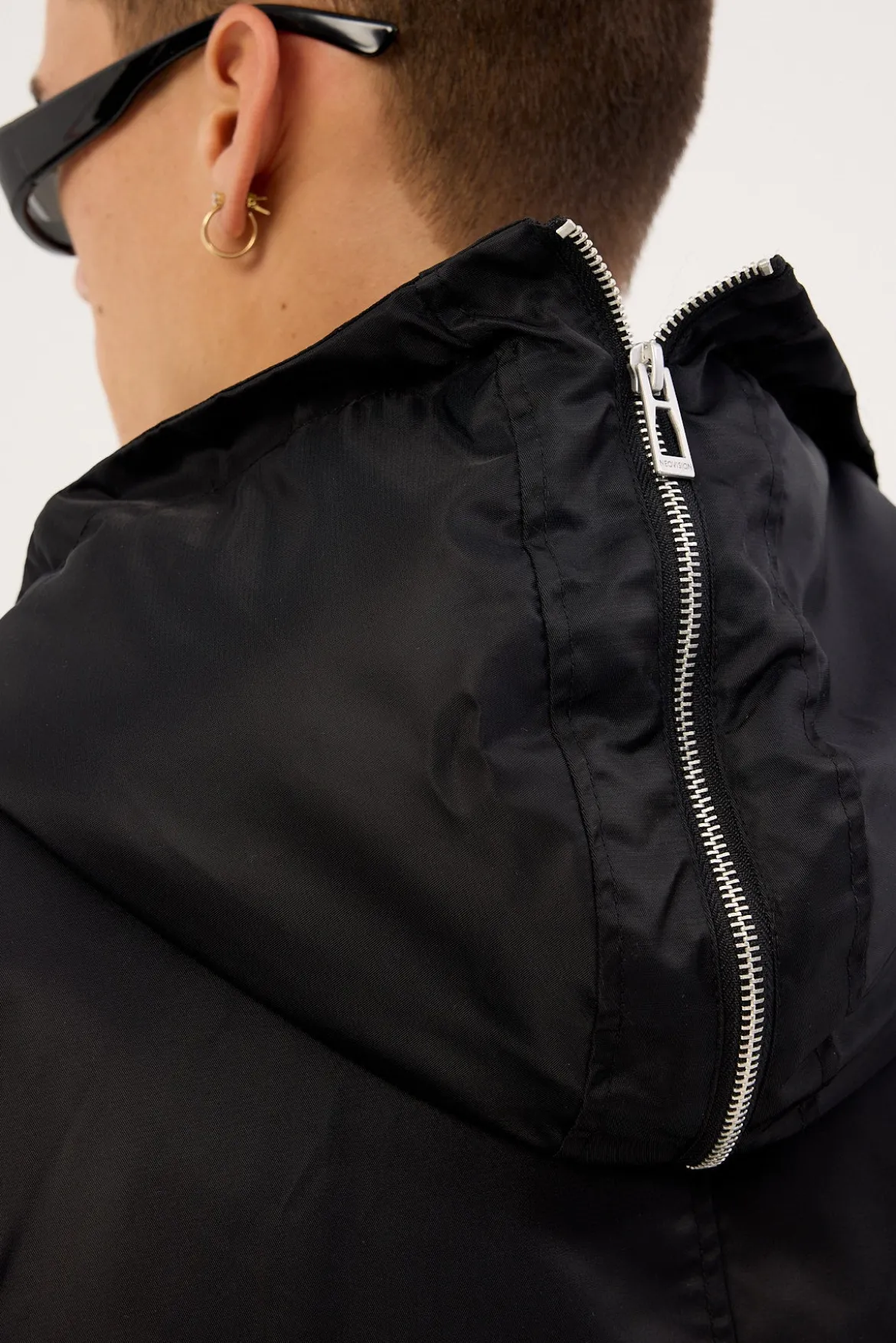 Frosted Hooded Faux Fur Bomber Jacket Black