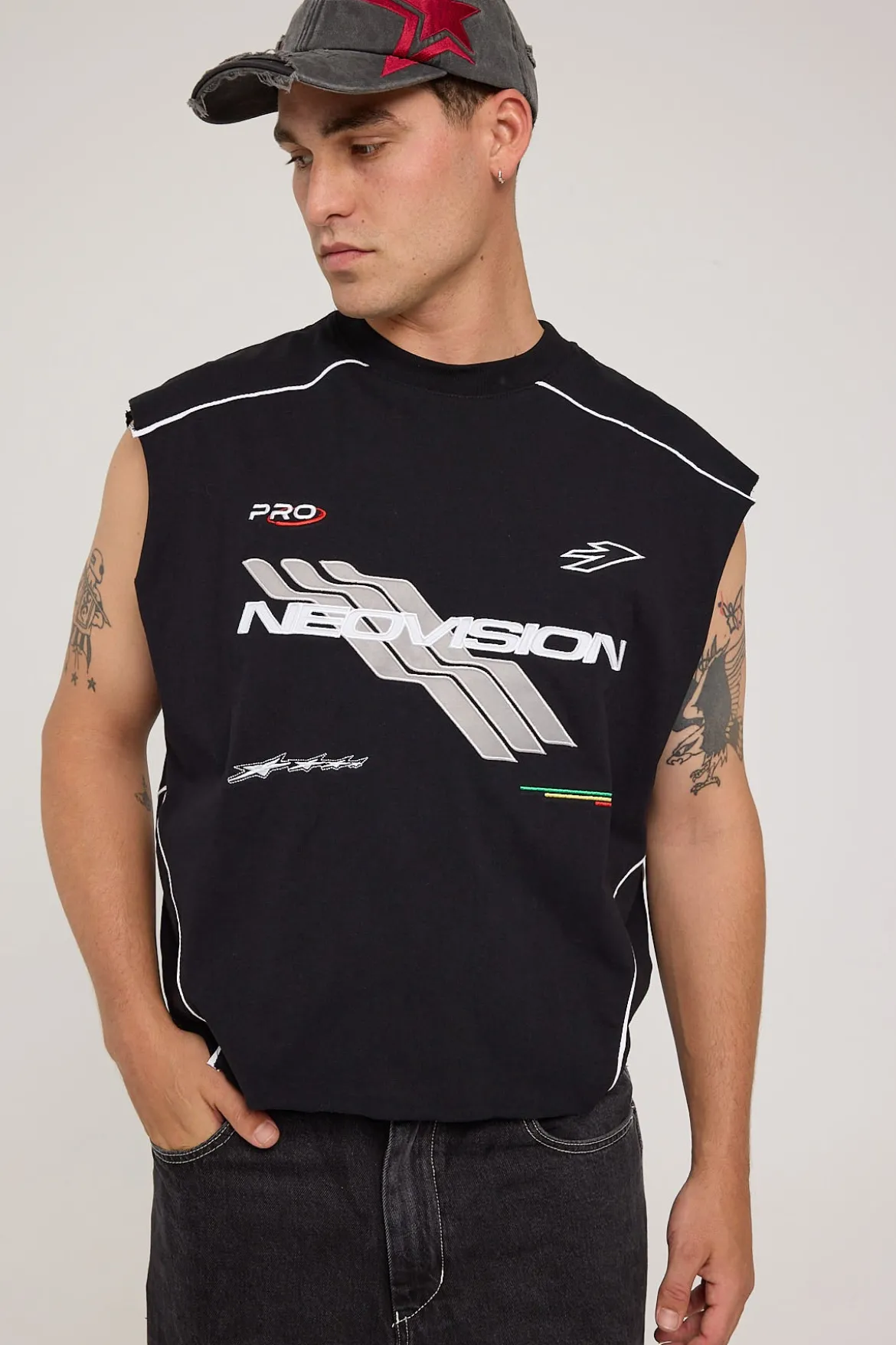 Fuel Cropped Muscle Tank Off Black