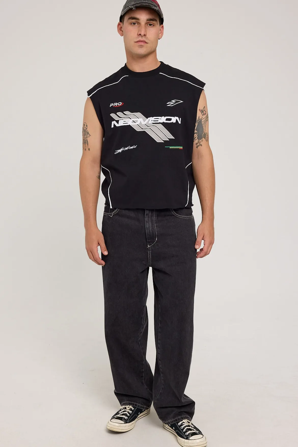 Fuel Cropped Muscle Tank Off Black