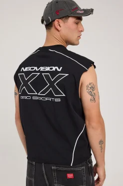 Fuel Cropped Muscle Tank Off Black